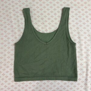 Indie Ribbed Olive Green Tank Top